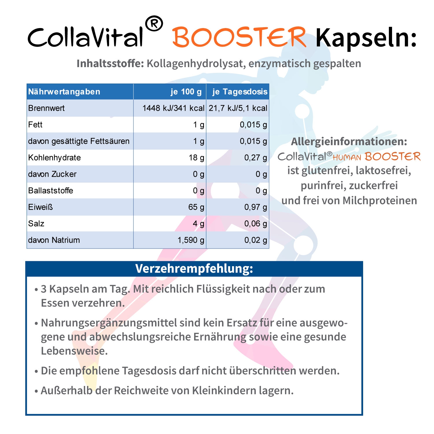 Collavital® Human BOOSTER Collagen - 120 Kapseln – Bioaktives Kollagen Hydrolysat Typ 2