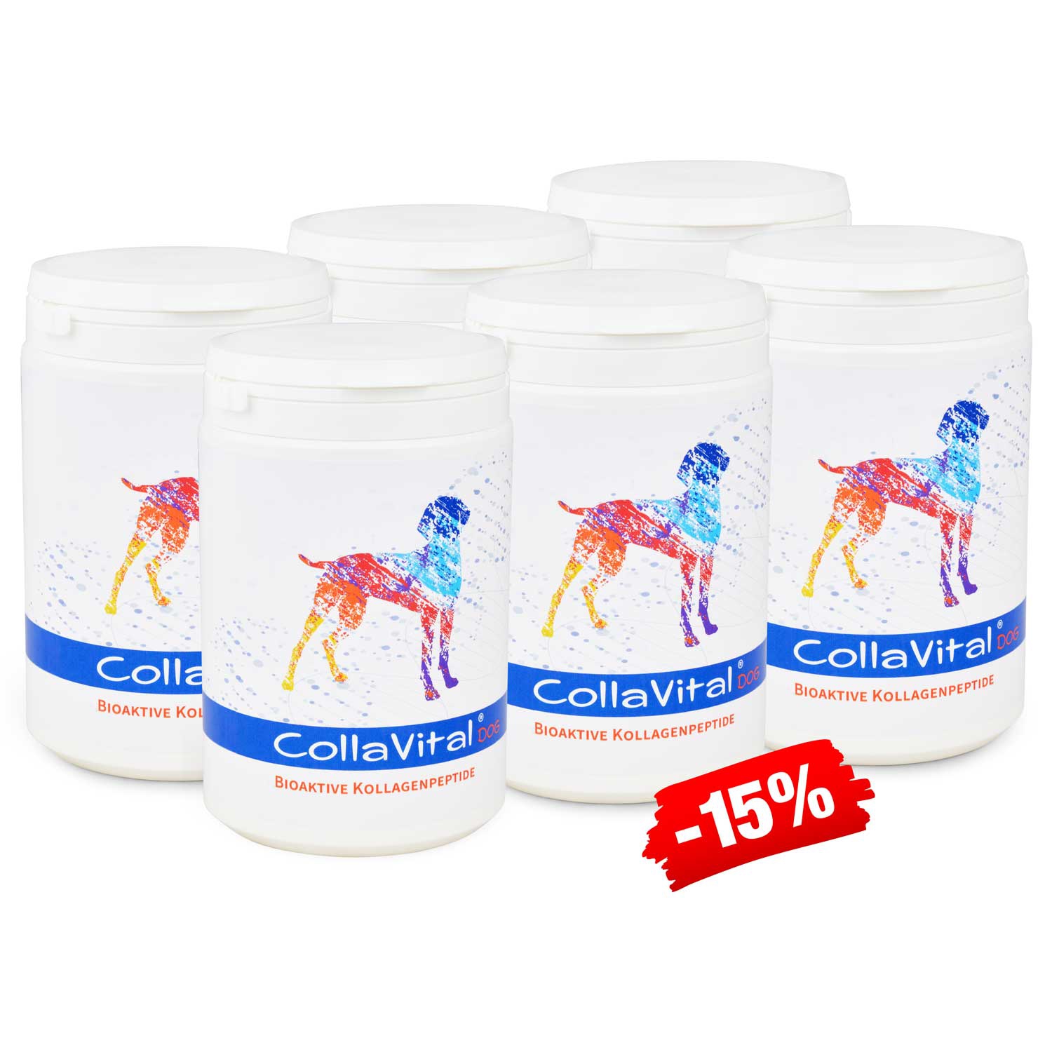 6 x Collavital® DOG Collagen Pulver [230g] – Bioaktives Kollagen Hydrolysat – ohne Hormone, ohne Ant