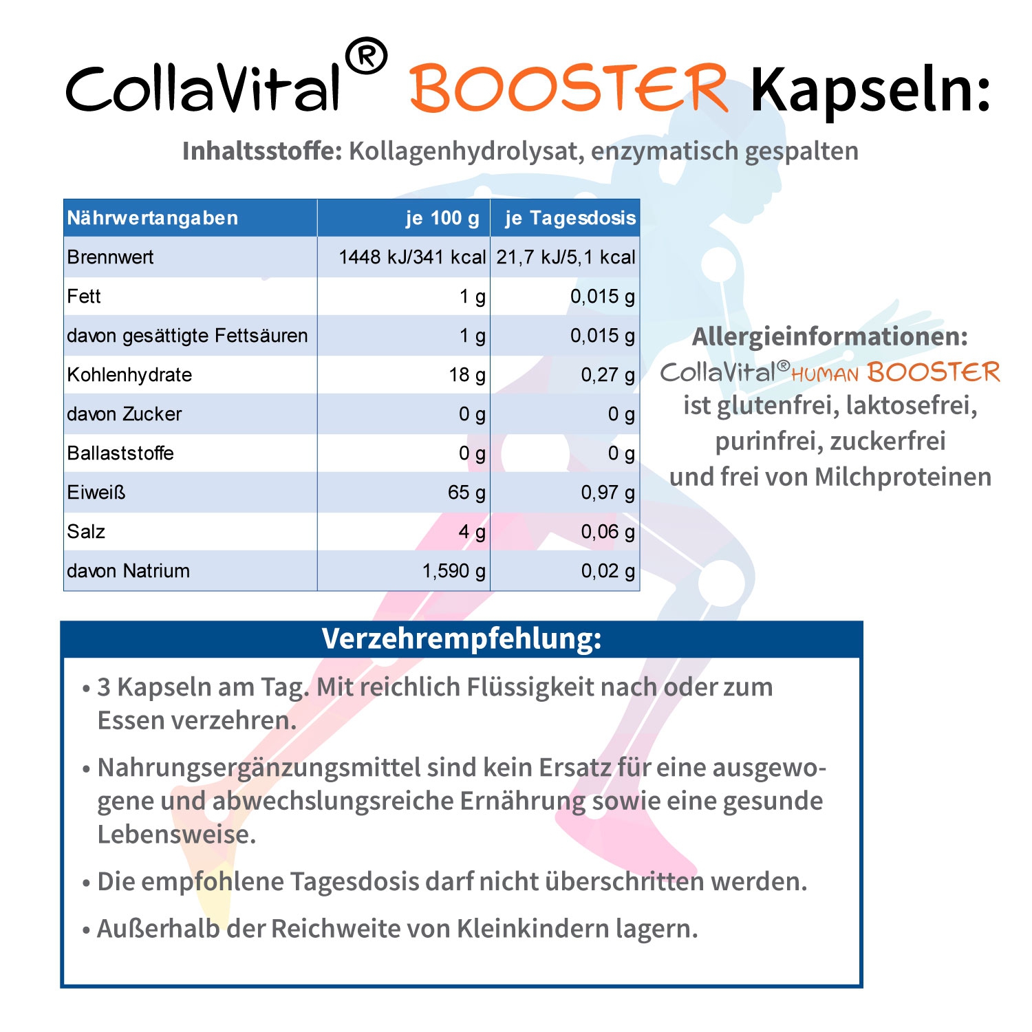 Collavital® Human BOOSTER Collagen - 120 Kapseln – Bioaktives Kollagen Hydrolysat Typ 2 für Menschen